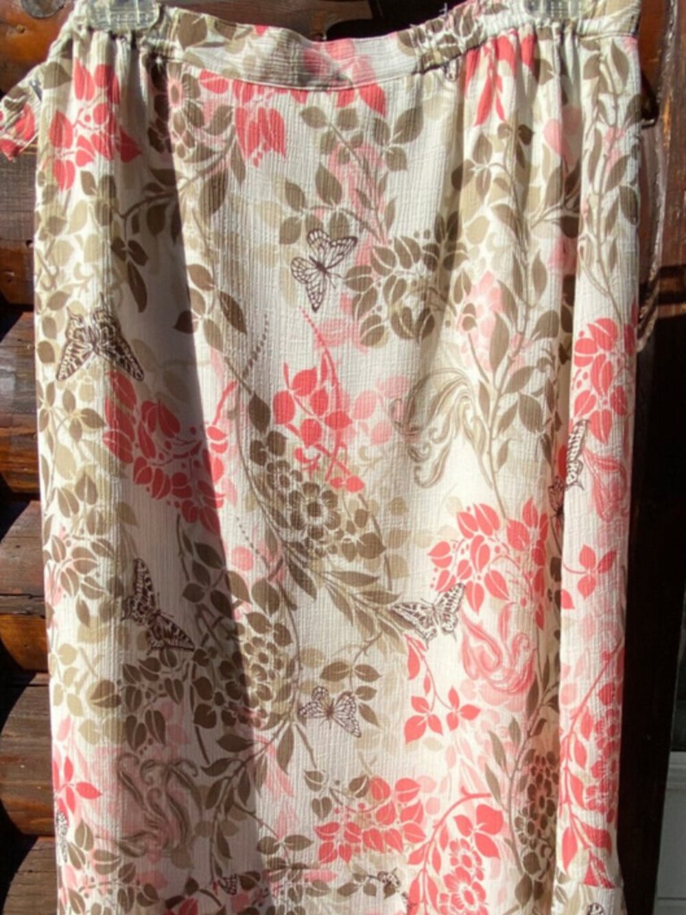 Alfred Dunner Skirt Pull Up Womens Size 10 A-Line Pink Brown w/Sheer Lining